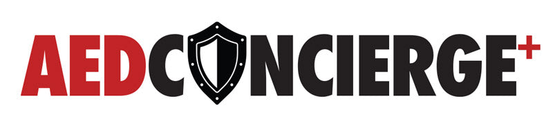 Logo of AED Concierge with shield icon