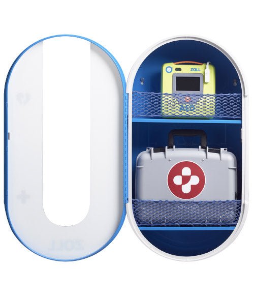 ZOLL ResQSystem Safety Station front view open with ZOLL AED 3 and Comprehensive kit - AED.US