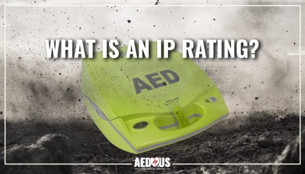 ZOLL AED Plus covered in dirt and dust.