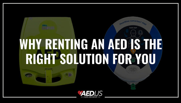 Two aeds with black background. Why renting an aed is the right solution for you