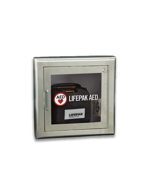 Physio-Control AED Wall Cabinet Surface Mount with Alarm (Stainless Steel)