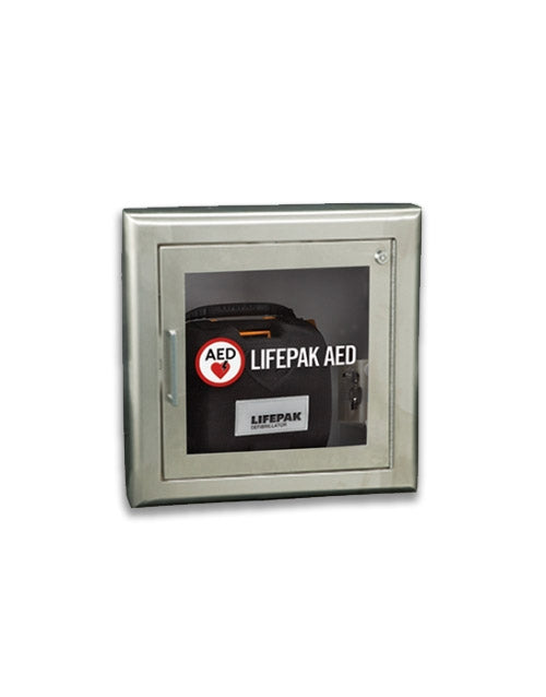 Physio-Control AED Wall Cabinet with Alarm and Strobe (Stainless Steel)