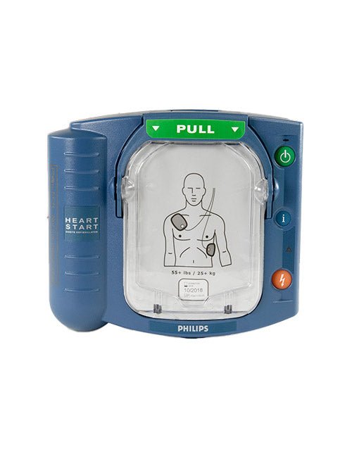 Philips HeartStart defibrillator on a white background