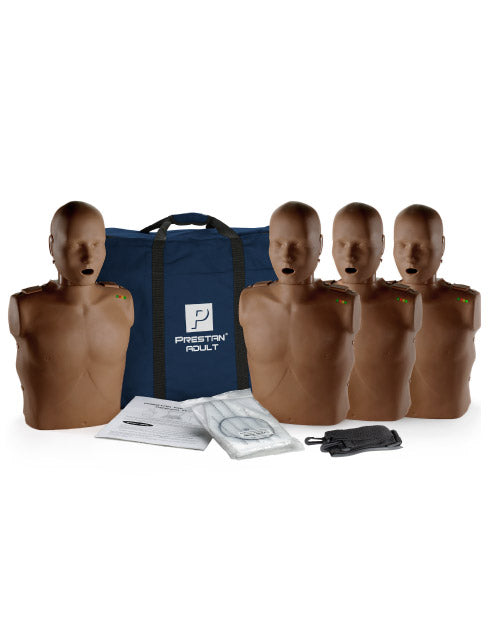 PRESTAN Adult Manikin w/ CPR Monitor - Dark Skin Tone (4-pack)