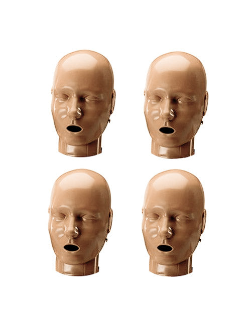 Prestan Professional Adult Manikin Jaw Thrust Head Assembly - Dark Skin (4-pack)