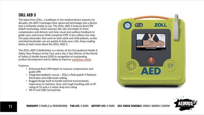 AED Buyer's Guide AED 3 features & benefits